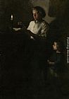 Theodule Augustine Ribot Reading by Candlelight painting